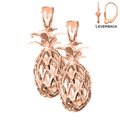 14K or 18K Gold 3D Pineapple Earrings
