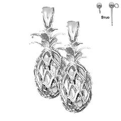 14K or 18K Gold 3D Pineapple Earrings