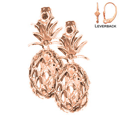 14K or 18K Gold 3D Pineapple Earrings