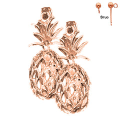 14K or 18K Gold 3D Pineapple Earrings