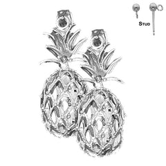 14K or 18K Gold 3D Pineapple Earrings