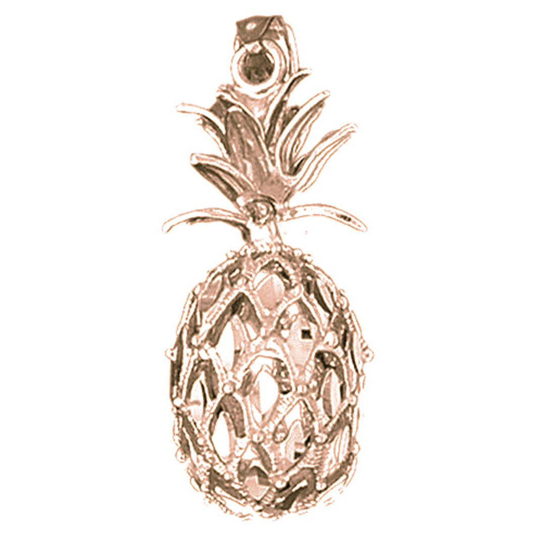 10K, 14K or 18K Gold 3D Pineapple Pendant
