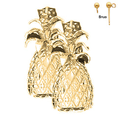 14K or 18K Gold 3D Pineapple Earrings