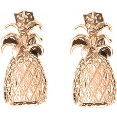 14K or 18K Gold 25mm 3D Pineapple Earrings