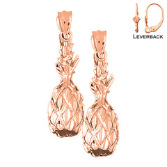 14K or 18K Gold 3D Pineapple Earrings