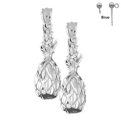 14K or 18K Gold 3D Pineapple Earrings