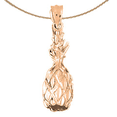 10K, 14K or 18K Gold 3D Pineapple Pendant