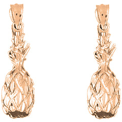 14K or 18K Gold 30mm 3D Pineapple Earrings