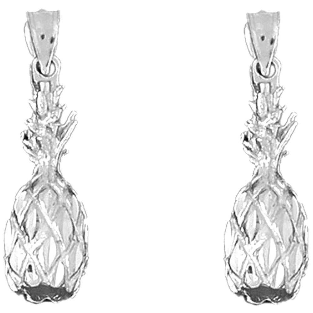 Sterling Silver 30mm 3D Pineapple Earrings
