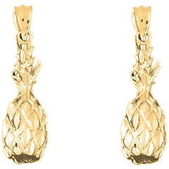 14K or 18K Gold 30mm 3D Pineapple Earrings