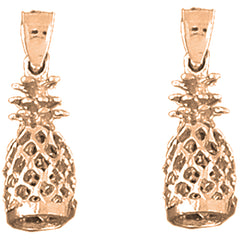 14K or 18K Gold 23mm 3D Pineapple Earrings