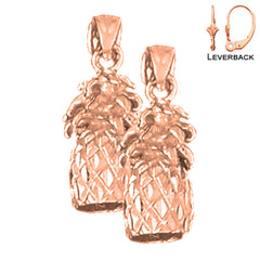 14K or 18K Gold 3D Pineapple Earrings