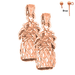 14K or 18K Gold 3D Pineapple Earrings