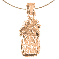 10K, 14K or 18K Gold 3D Pineapple Pendant