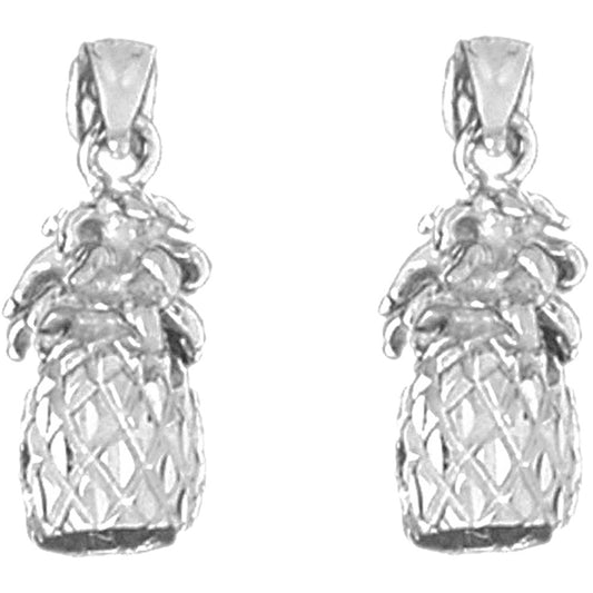Sterling Silver 21mm 3D Pineapple Earrings