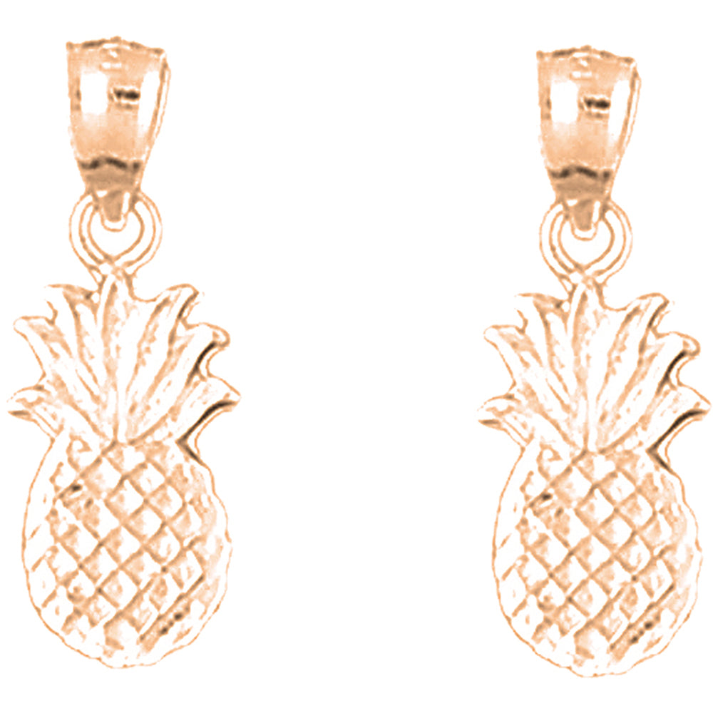 14K or 18K Gold 22mm Pineapple Earrings