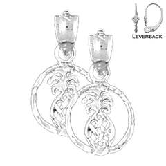 Sterling Silver 18mm Pineapple Earrings (White or Yellow Gold Plated)