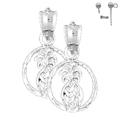 Sterling Silver 18mm Pineapple Earrings (White or Yellow Gold Plated)