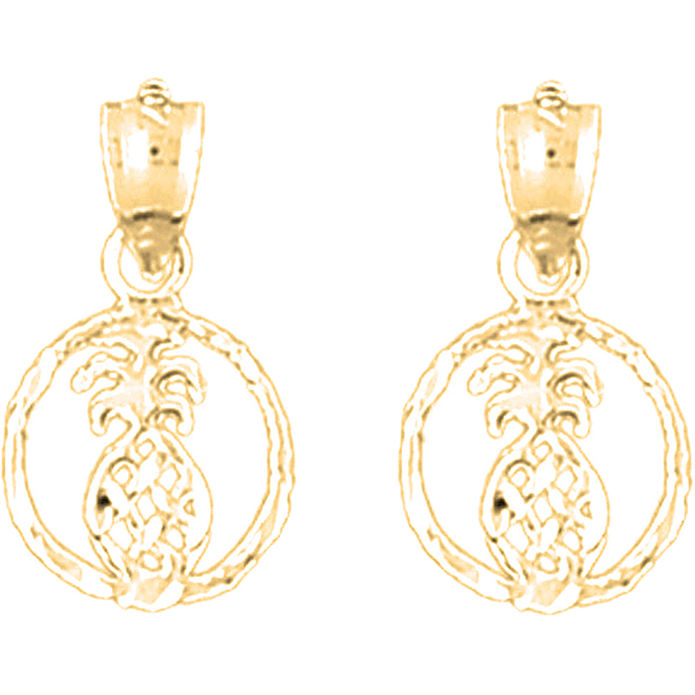 14K or 18K Gold 18mm Pineapple Earrings