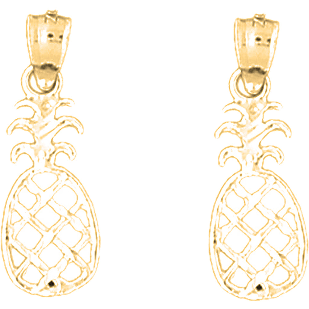 14K or 18K Gold 23mm Pineapple Earrings