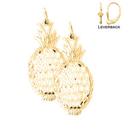 Sterling Silver 26mm Pineapple Earrings (White or Yellow Gold Plated)