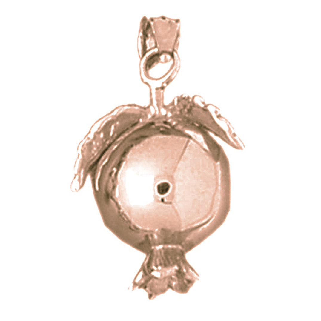 10K, 14K or 18K Gold 3D Pomegranate Pendant