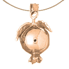 10K, 14K or 18K Gold 3D Pomegranate Pendant