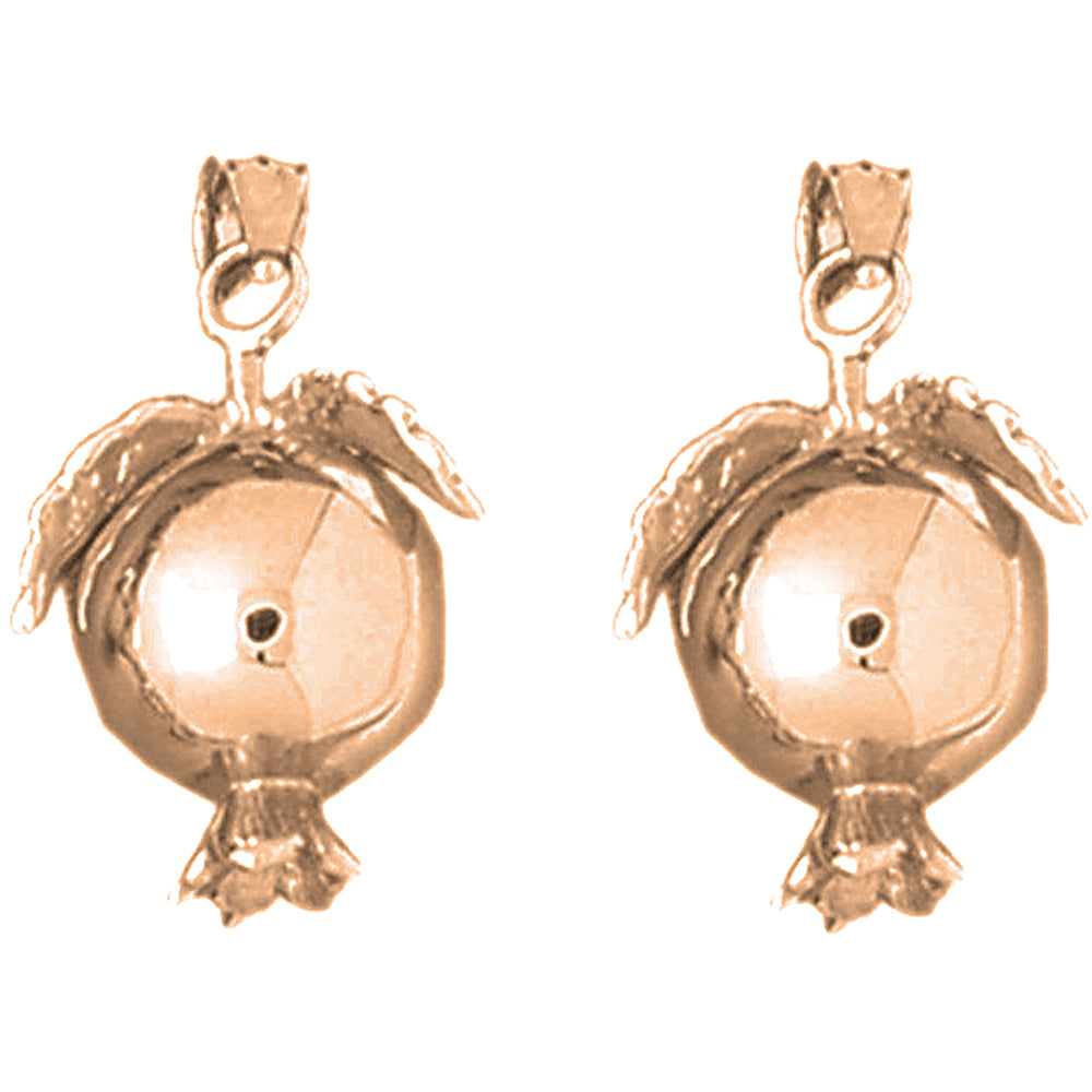 14K or 18K Gold 22mm 3D Pomegranate Earrings