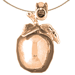 10K, 14K or 18K Gold 3D Apple Pendant