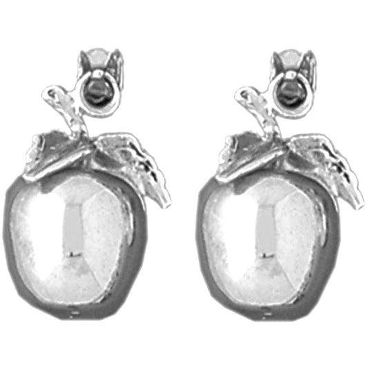 Sterling Silver 18mm 3D Apple Earrings
