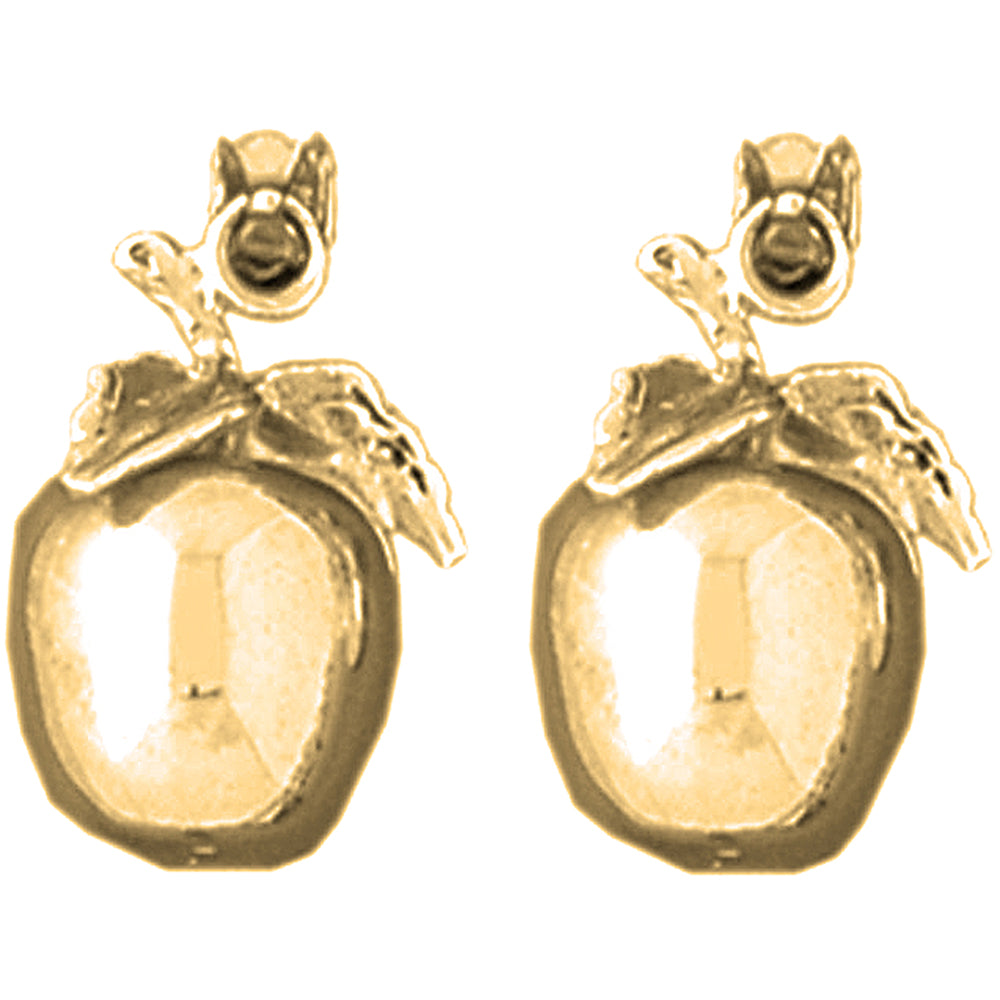 14K or 18K Gold 18mm 3D Apple Earrings