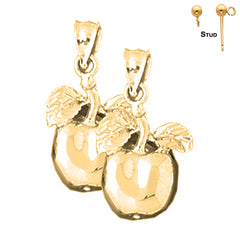 Sterling Silver 23mm Apple Earrings (White or Yellow Gold Plated)