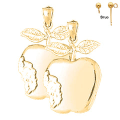 Sterling Silver 26mm Apple Earrings (White or Yellow Gold Plated)