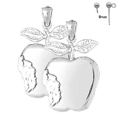 Sterling Silver 26mm Apple Earrings (White or Yellow Gold Plated)