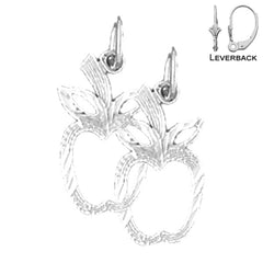 Sterling Silver 19mm Apple Earrings (White or Yellow Gold Plated)