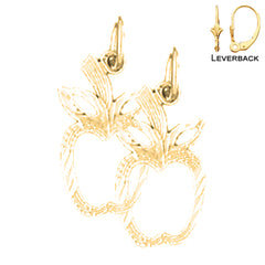 Sterling Silver 19mm Apple Earrings (White or Yellow Gold Plated)