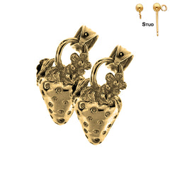 14K or 18K Gold 3D Strawberry Earrings