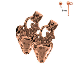 14K or 18K Gold 3D Strawberry Earrings