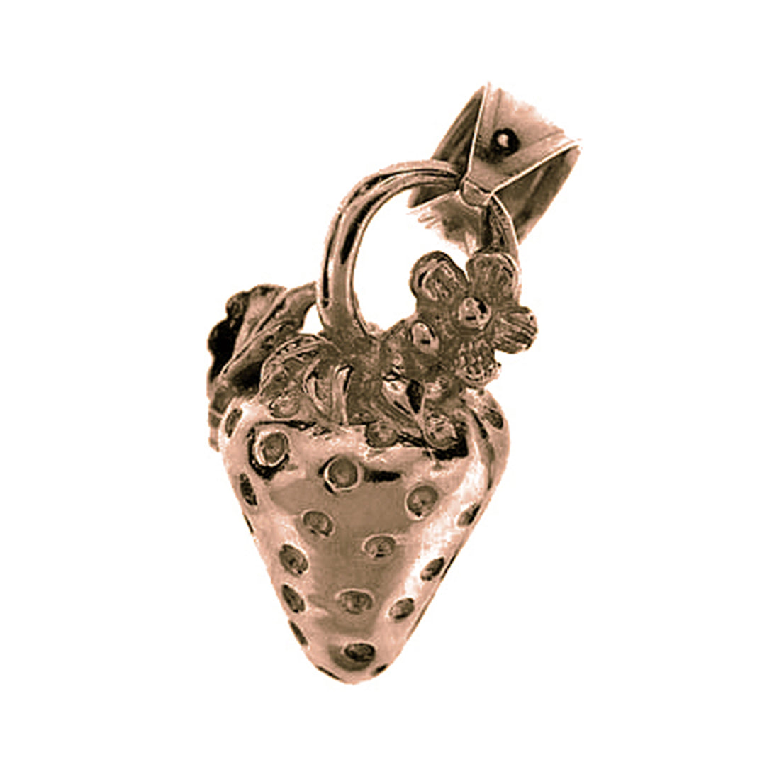 10K, 14K or 18K Gold 3D Strawberry Pendant