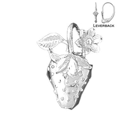 Sterling Silver 20mm Strawberry Earrings (White or Yellow Gold Plated)