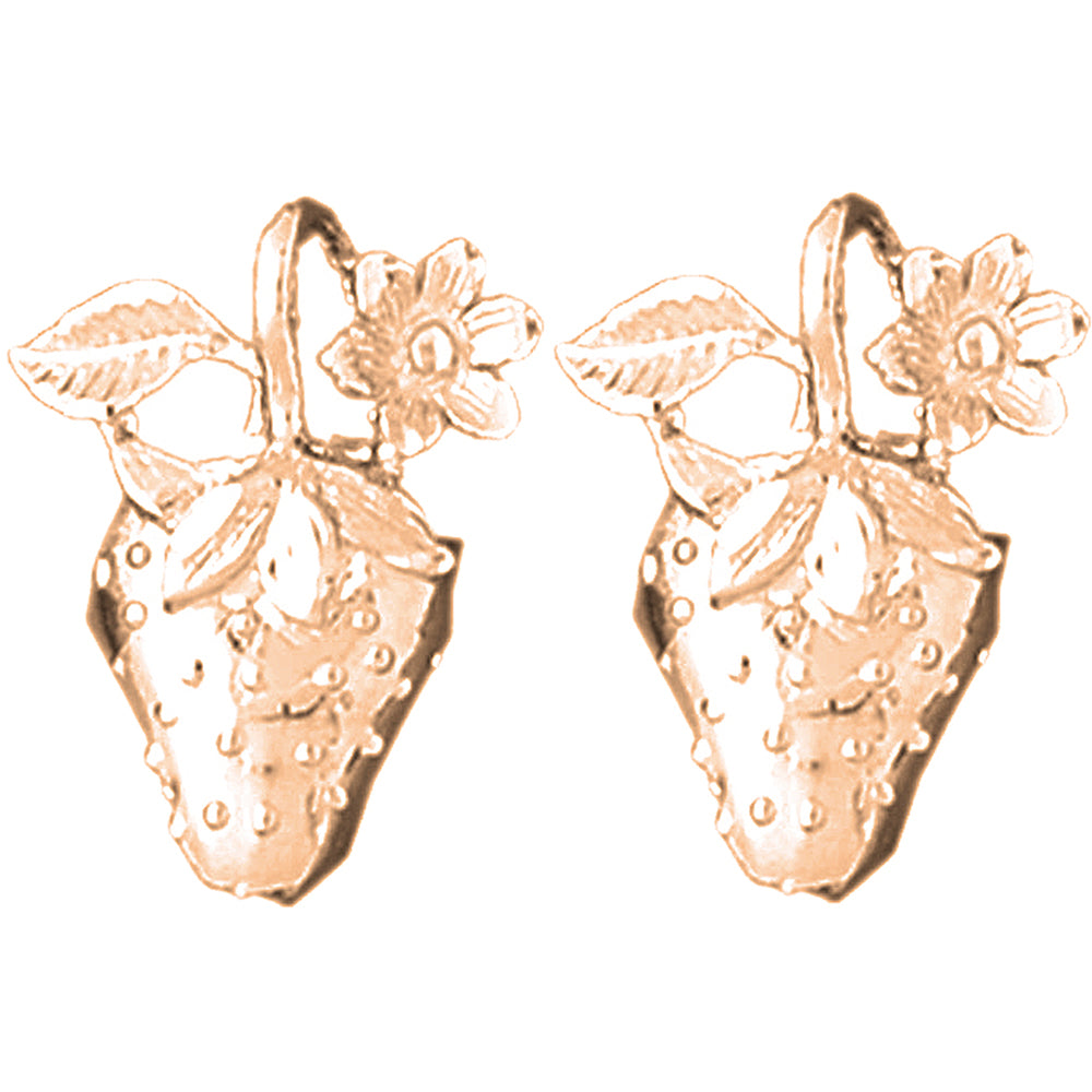 14K or 18K Gold 20mm Strawberry Earrings
