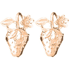 14K or 18K Gold 20mm Strawberry Earrings