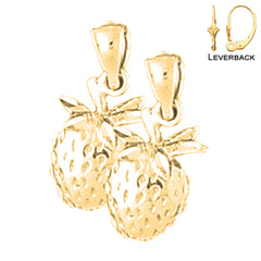 Sterling Silver 18mm Strawberry Earrings (White or Yellow Gold Plated)