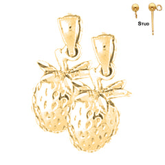 Sterling Silver 18mm Strawberry Earrings (White or Yellow Gold Plated)