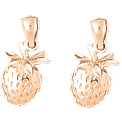 14K or 18K Gold 18mm Strawberry Earrings