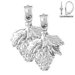 Sterling Silver 21mm Strawberry Earrings (White or Yellow Gold Plated)