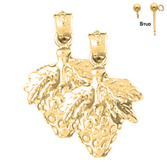 Sterling Silver 21mm Strawberry Earrings (White or Yellow Gold Plated)