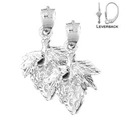 Sterling Silver 22mm Strawberry Earrings (White or Yellow Gold Plated)