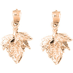 14K or 18K Gold 22mm Strawberry Earrings