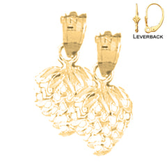 Sterling Silver 17mm Strawberry Earrings (White or Yellow Gold Plated)